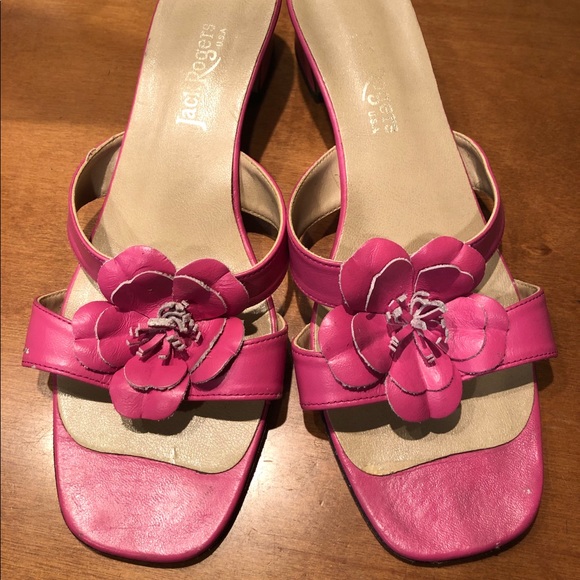 Jack Rogers Shoes - Vintage Jack Rogers, bright pink leather, 7